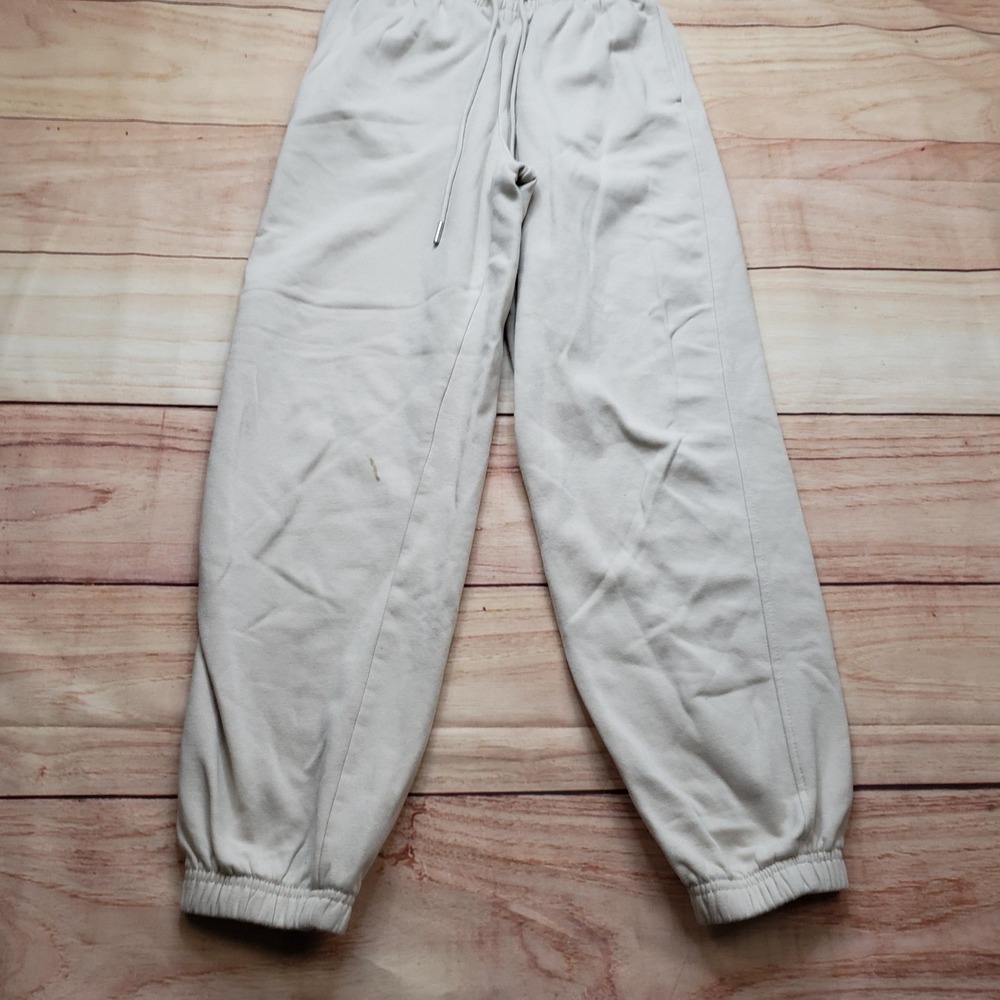 H&M Pants Womens Small White Jogger Elastic Waist Drawstring‎ French Terry